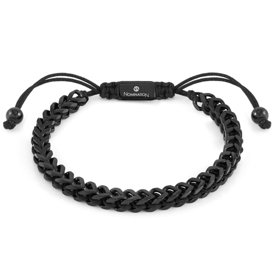 Nomination - Stål og snor armbånd, fishbone