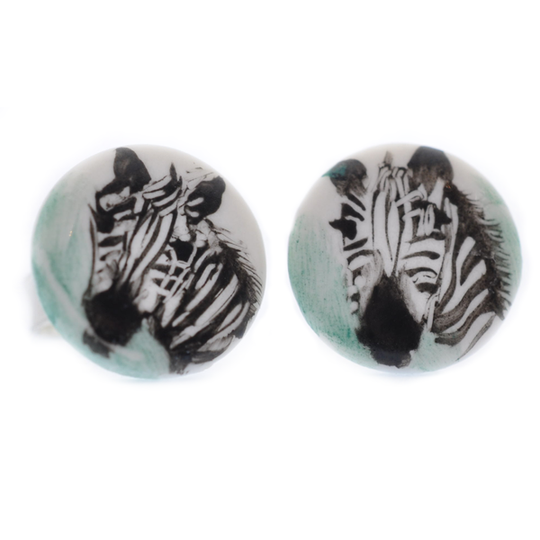 Beauty studs - Zebra porcelain earrings