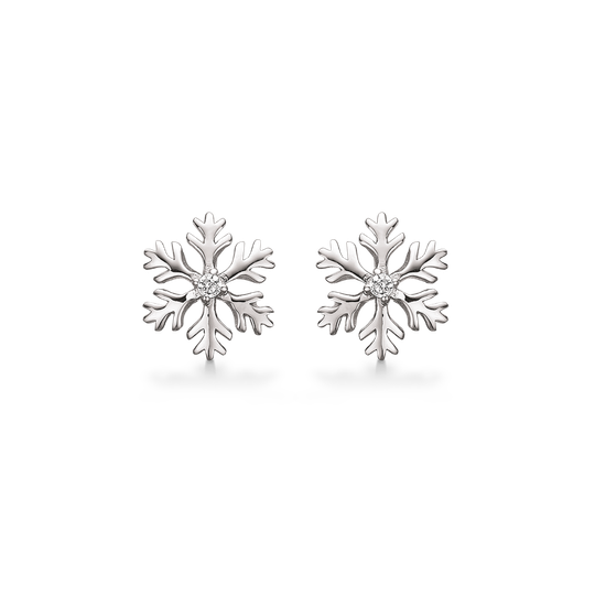 Støvring - Snowflake silver earrings with zirconia