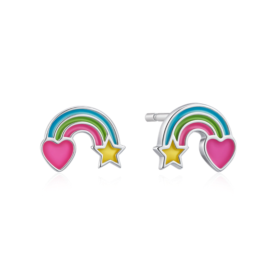 Støvring - Regenbogen-Ohrstecker mit Herz und Stern