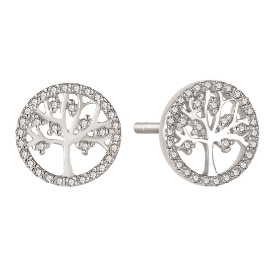 Støvring - Ear studs with white Tree of Life, silver