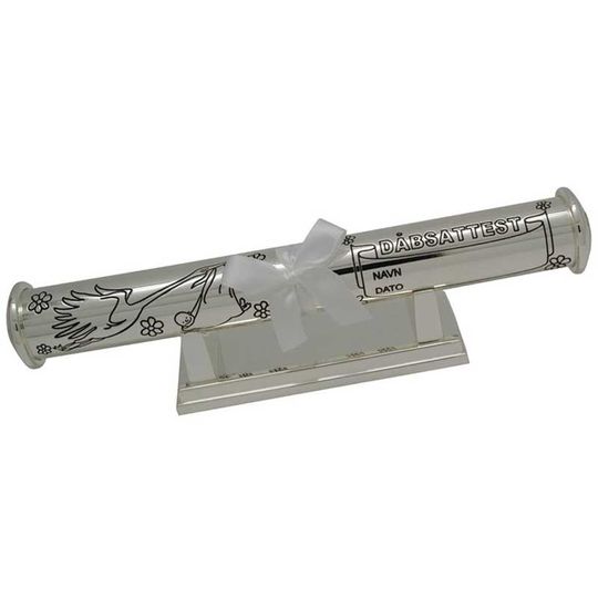 Dåbsrør med stork, forsølvet