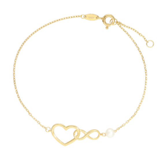 Aagaard - Pearl, heart and infinity gold bracelet