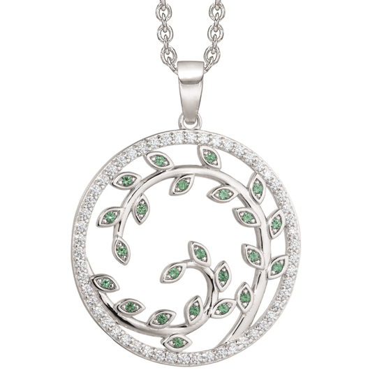Støvring - Tree Of Life necklace with green leaves, silver
