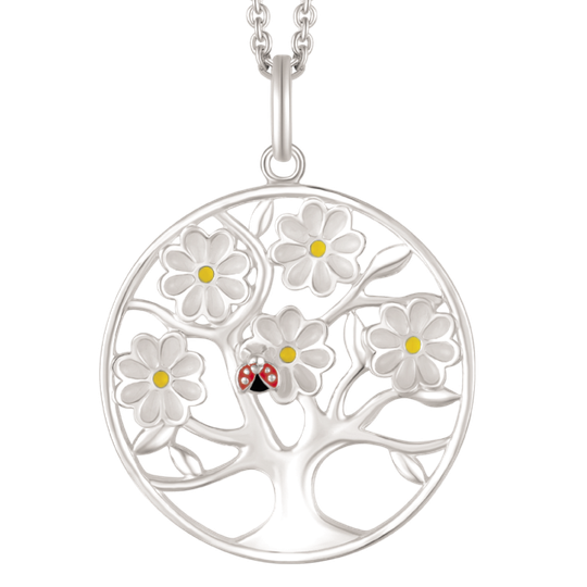 Støvring - Necklace with Tree and ladybug, silver