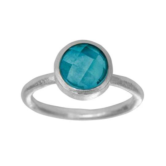 SFB - Ring with 10 mm blue crystal, silver