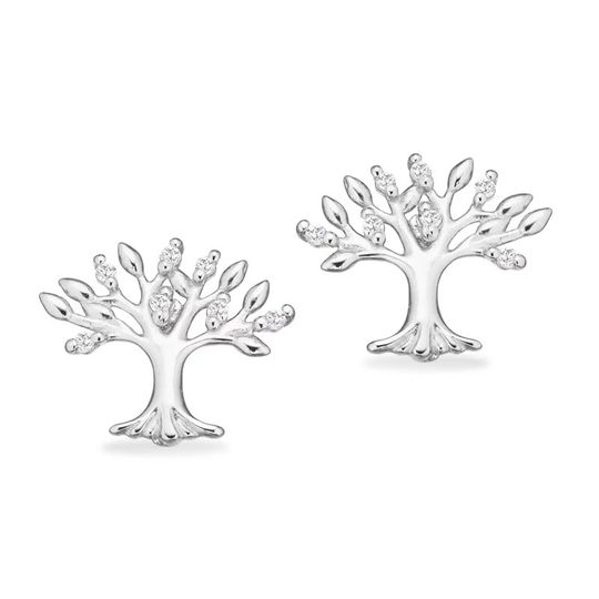 Scrouples - Lebensbaum-Ohrstecker aus Silber mit Zirkonia