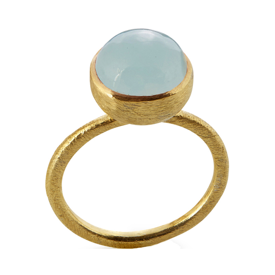 SFB - Gold plated ring with 10 mm light blue crystal