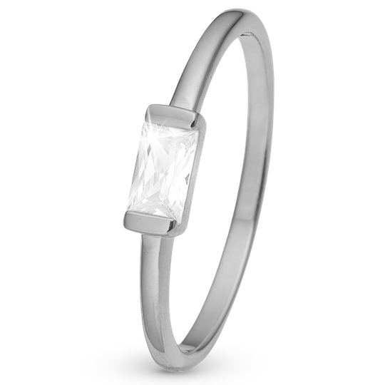 Christina - White Single Baquette ring, silver