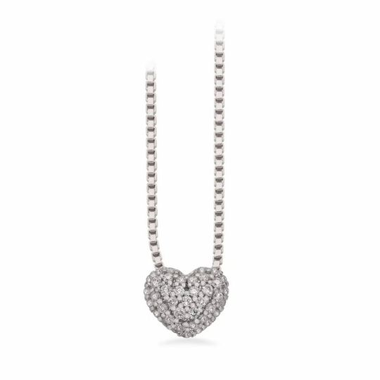 Scrouples - Dazzling heart 0,17 H-W/SI 14 kt. with silver chain