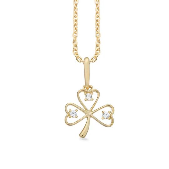 Scrouples - Kleeblatt-Anhänger aus 8 Karat Gold mit Zirkonia