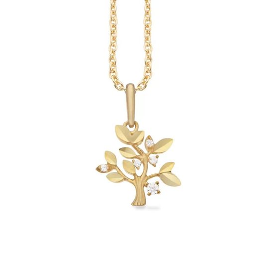 Scrouples - Lebens Baum Anhänger aus 8 Karat Gold mit Zirkonia