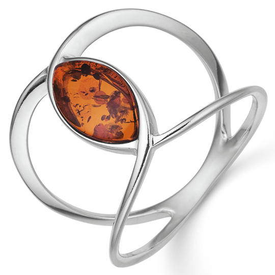 Støvring - Ring with amber eye, silver