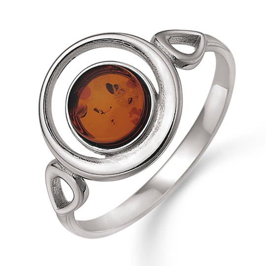 Støvring - Ring with amber and a silver circle
