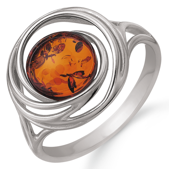 Støvring - Ring with amber and silver strings