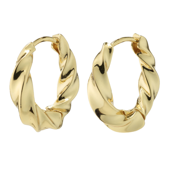 Pilgrim - Taffy twisted hoops, gold plated