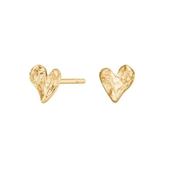NOA Kids - Gold-Plated Heart Stud Earrings Rustic Design