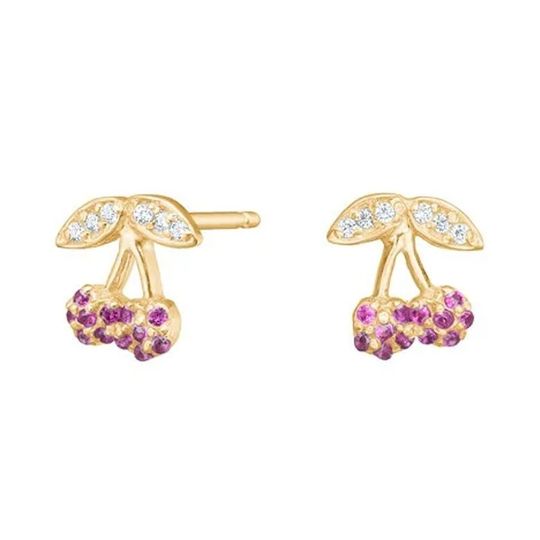 NOA Kids - Cherry Stud Earrings in Gold-Plated Silver