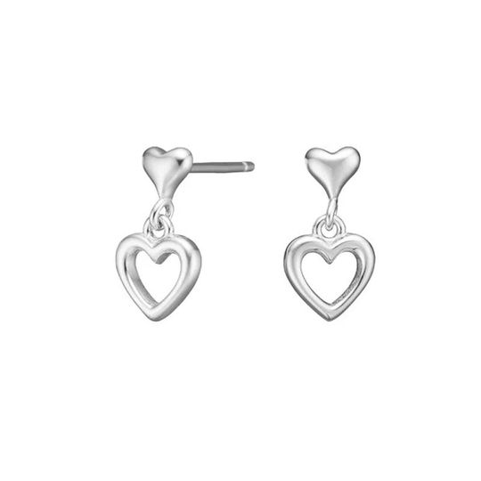 NOA Kids - Silver Drop Earrings with Hearts