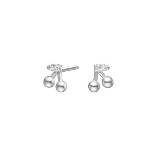 NOA Kids - Silver Cherry Stud Earrings with Zirconia