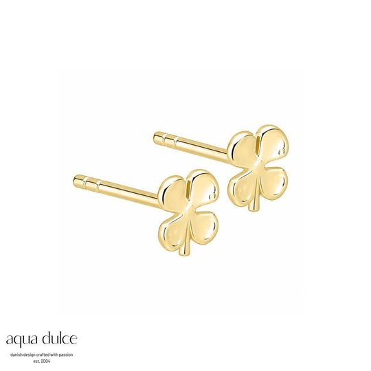 Aqua Dulce - Clover Kleeblatt-Ohrstecker aus vergoldetem Silber