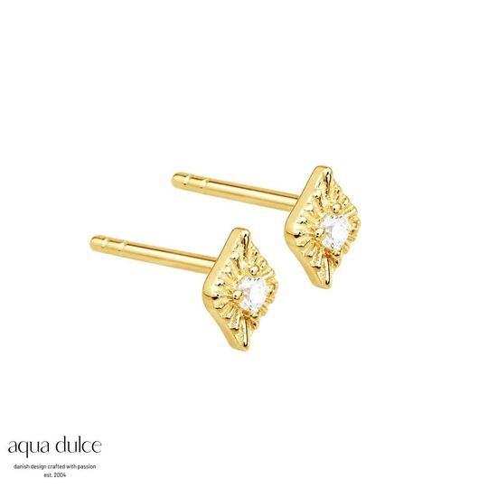 Aqua Dulce - Opally Ohrstecker aus vergoldetem Silber mit Zirkonia