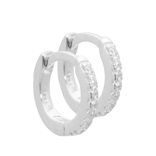 Aqua Dulce - Raya 10mm Silver Hoops, Zirconia