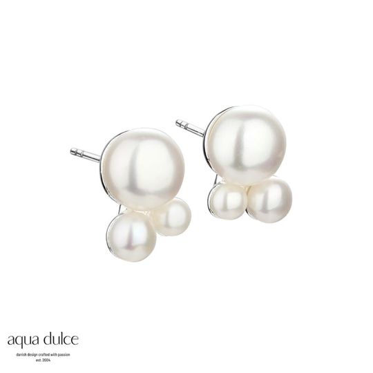 Aqua Dulce - Short Bobbly Ohrstecker aus Sterlingsilber mit Süßwasserperlen
