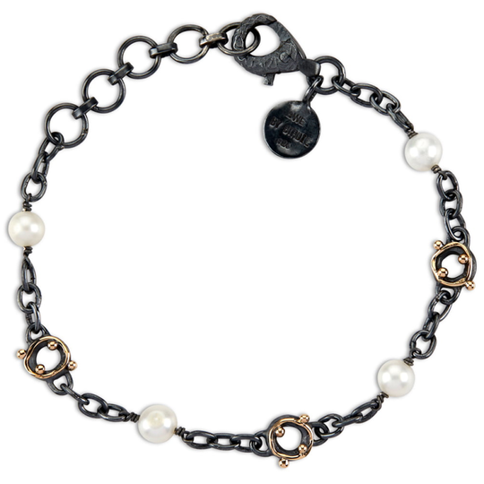 By Birdie - Zeus Pearl bracelet, gold and silver