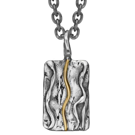 By Birdie - Mountaineer (S) polished pendant in 925 sterling silver with 14 carat gold detail.