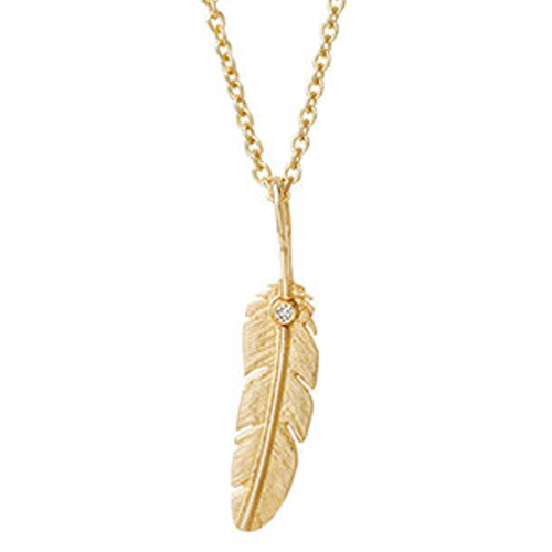 Heiring - Feather pendant with 0,02 W/SI, gold plated