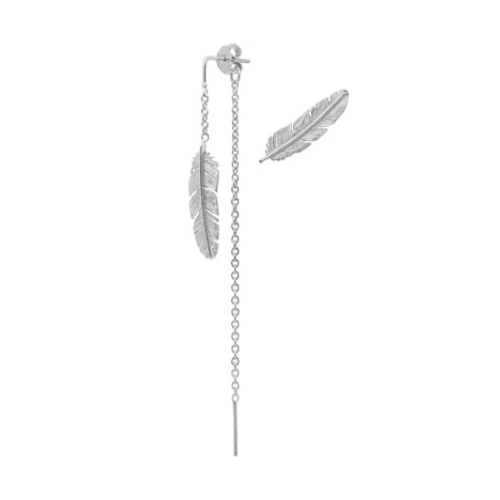 Heiring - Feather ear stick and chain, silver