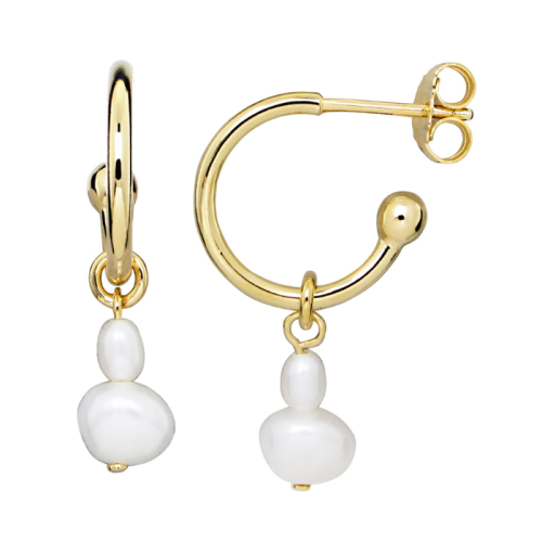 Jeberg - Cordelia Pearl Pendant hoops, gold plated