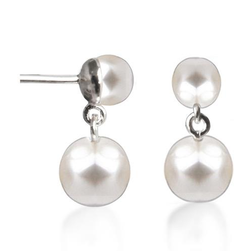 Jeberg - Double Pearl ear sticks, silver