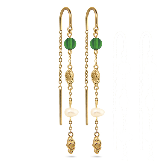 Jeberg - I am gold Chain Agate earrings, gold plated