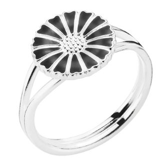 Lund - Daisy ring with black enamel 11mm
