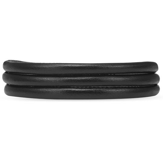 Christina - Slim Black leather bracelet, 4mm, triple