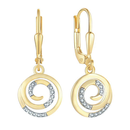 Støvring - Gold spiral earrings w. zirconia