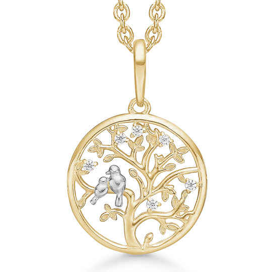 Støvring - Tree Of Life necklace with birds, gold