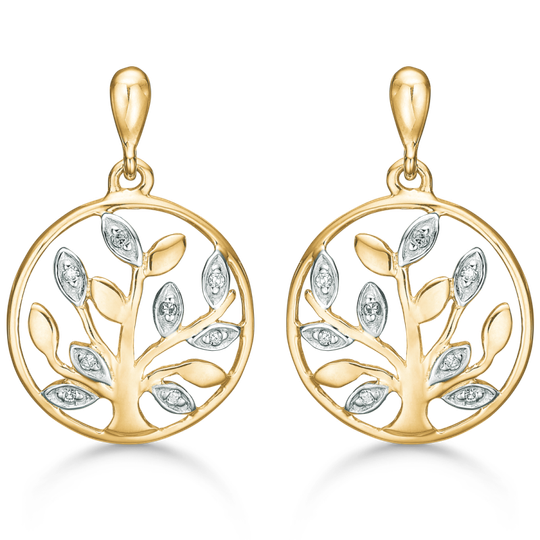 Støvring - Ear sticks with Tree of Life and diamonds, gold