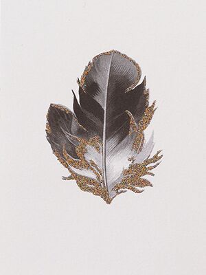 Vanilla Fly - Feather card with gold glitter