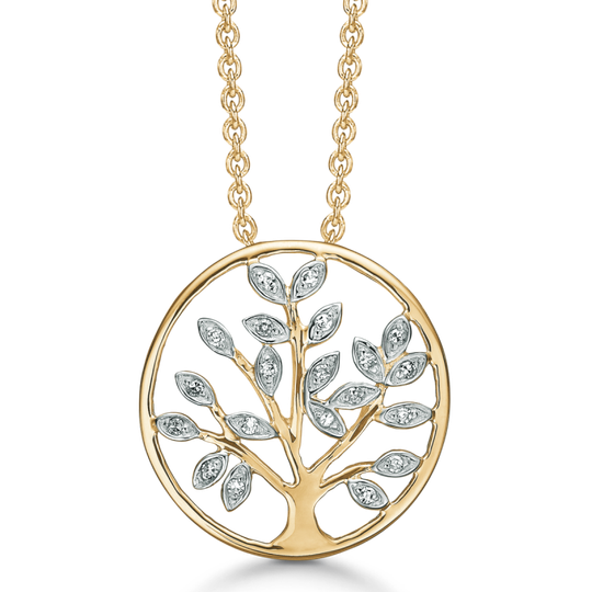 Støvring - Tree Of Life pendant with diamonds, gold