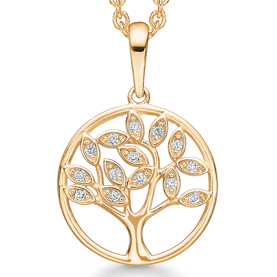 Støvring - Tree Of Life necklace with zirconia, gold