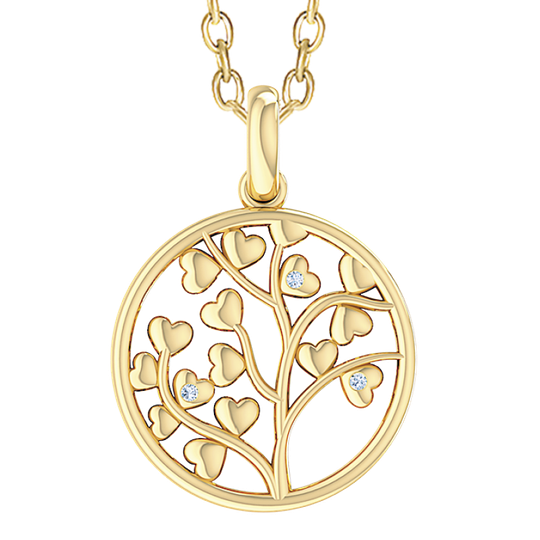 Støvring - Tree Of Life with diamonds necklace, gold