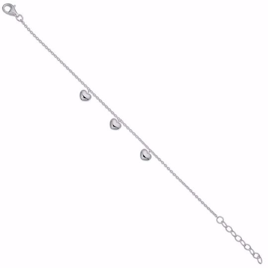 Scrouples - Kinderarmband aus Silber mit drei hängenden Herzen