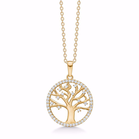 G&S Design - Zirconia Tree Of Life necklace, gold