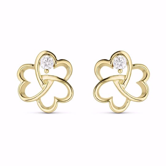 G&S - Kleeblatt-Ohrstecker aus 8 Karat Gold mit Zirkonia
