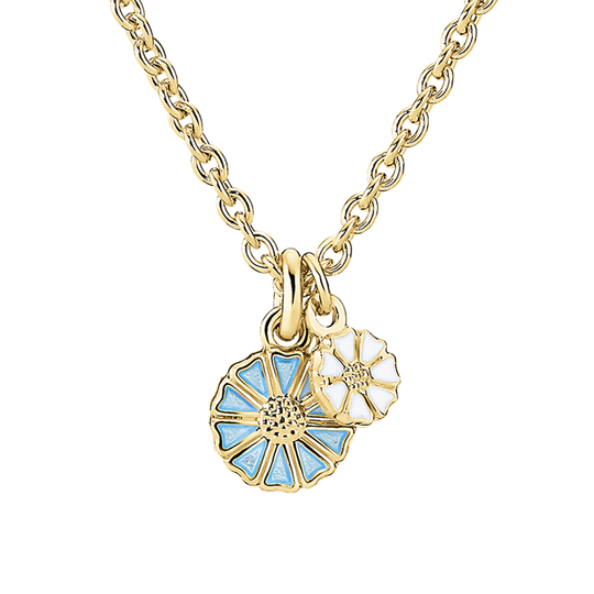Lund - Daisy pendant with white and blue enamel