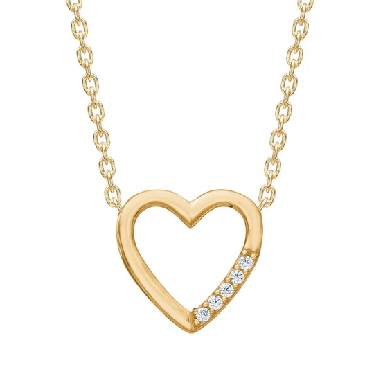 Siersbøl - Heart pendant with diamonds, gold