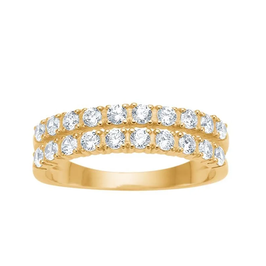 Siersbøl - Doppelter Goldring mit weisse Cubic Zirkonia